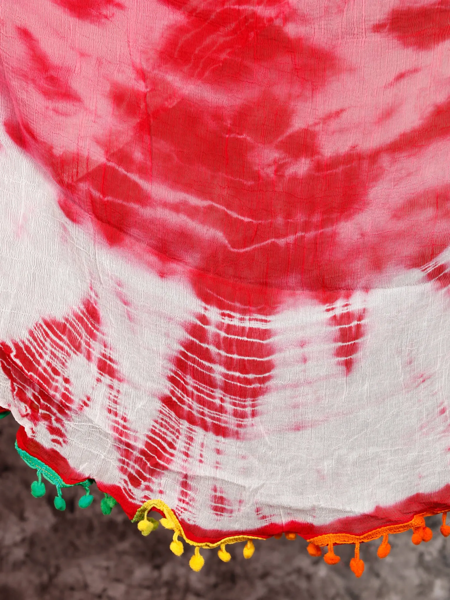 Black Red White Hand Block Printed Cotton Suit-Salwar Fabric With Chiffon Dupatta (Set of 3) - SU01HB331