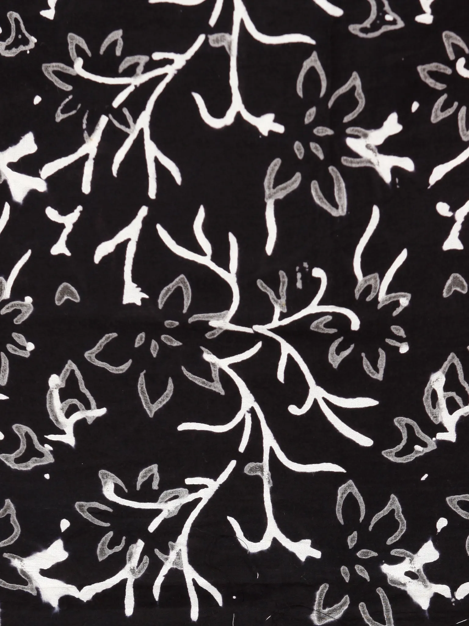 Black Red White Hand Block Printed Cotton Suit-Salwar Fabric With Chiffon Dupatta (Set of 3) - SU01HB331