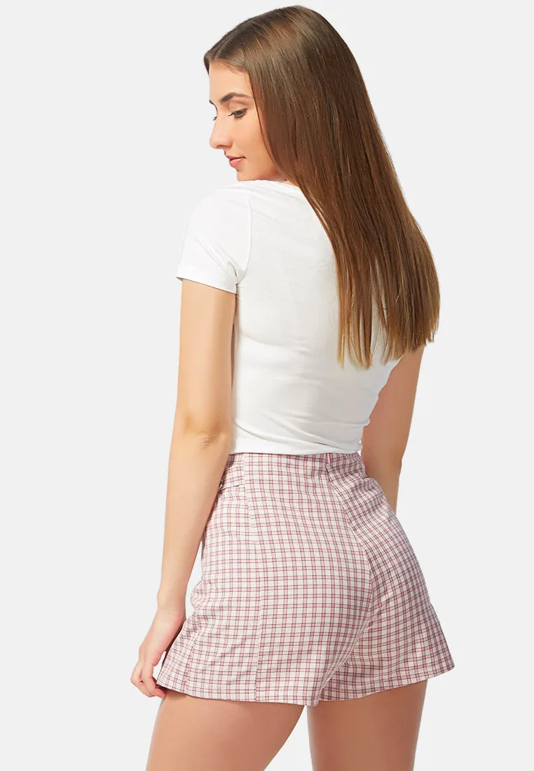 Chequered Skort With Buckles