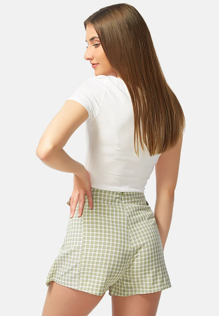 Chequered Skort With Buckles