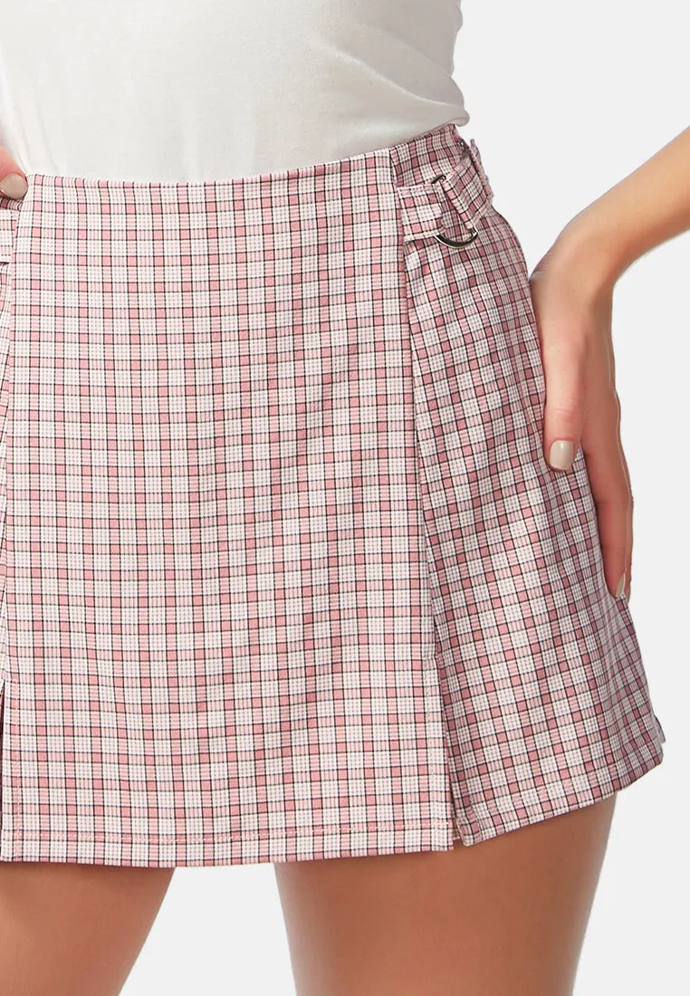 Chequered Skort With Buckles