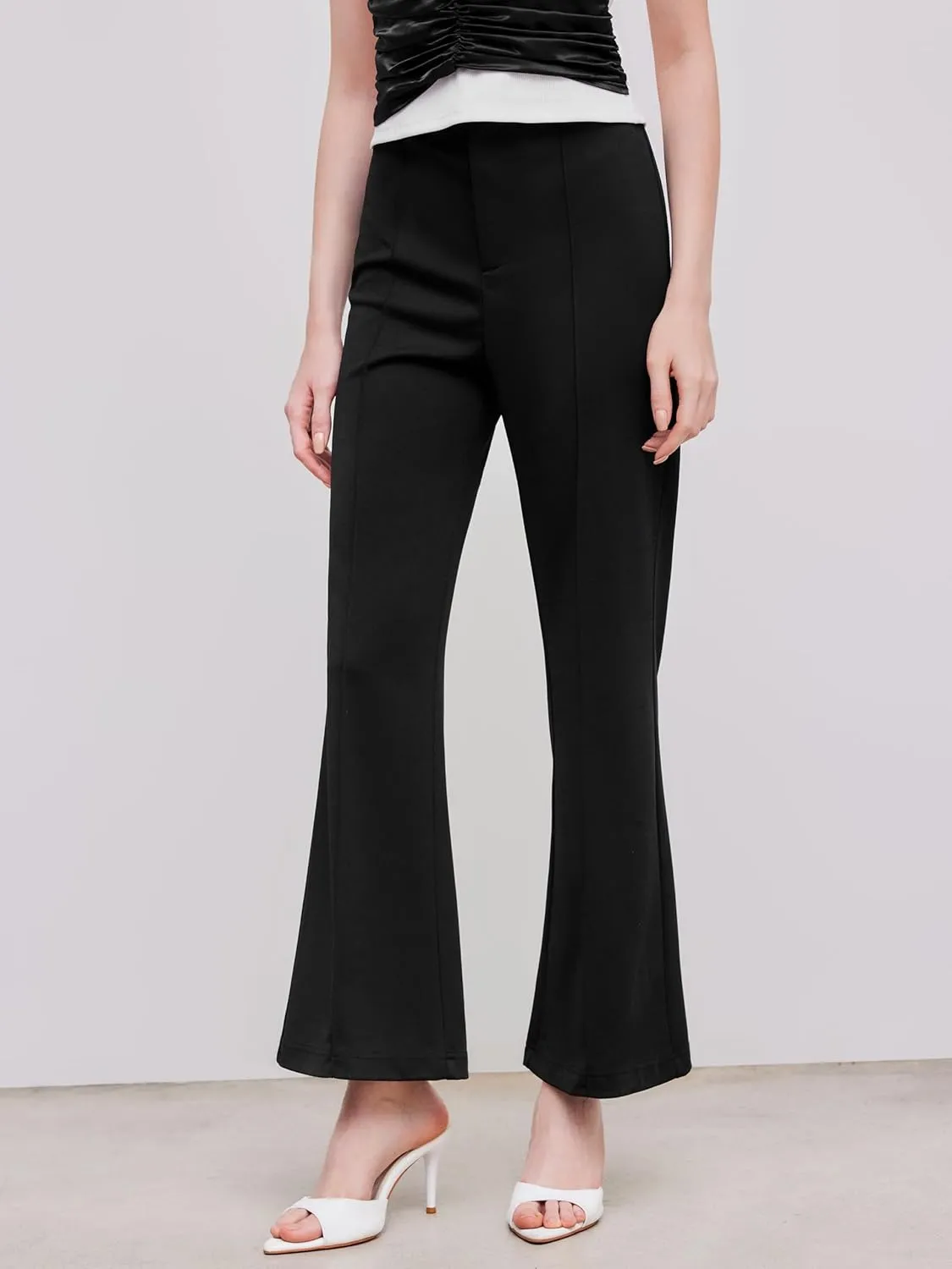 CIDER Solid Knitted Flared Trousers