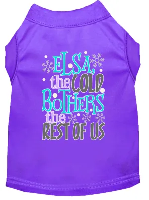 Elsa, The Cold Screen Print Dog Shirt Purple Sm