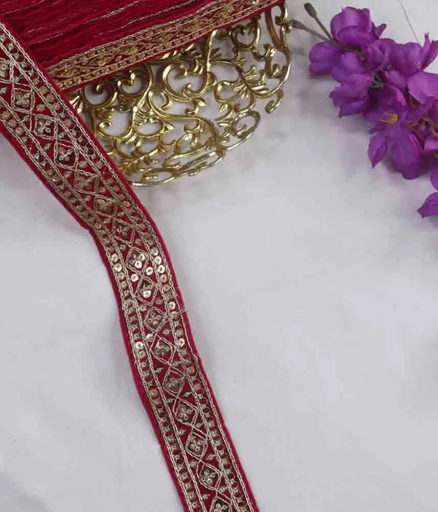 Fancy Laces - Elevate Your Traditional Outfits with Elegance and Style - Add a touch of sophistication to your sarees, blouses, and dupattas with our stunning pink lace featuring intricate sequin work.