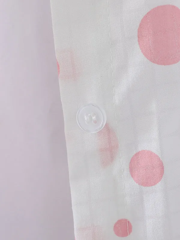 Long Sleeves Loose Polka-Dot Lapel Shirts Tops