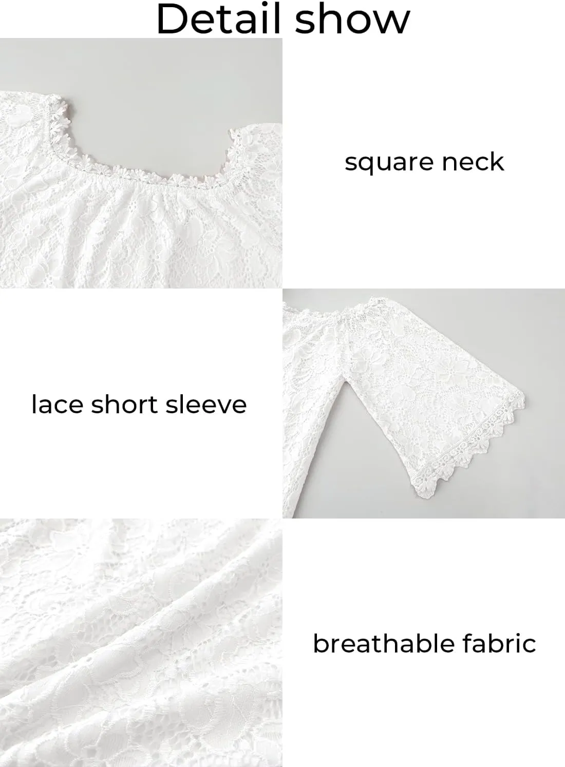 MIHOLL Women's Lace Off Shoulder Tops Casual Loose Blouse Shirts