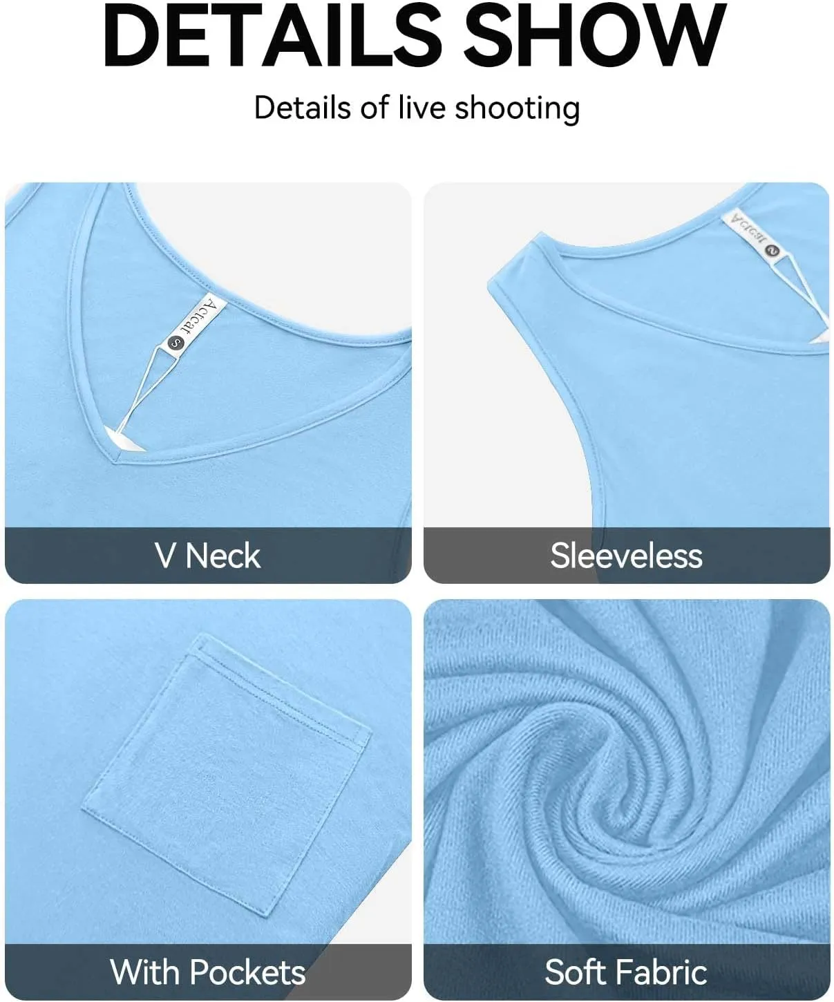 Sleeveless Summer Casual Dresses for Women with Pockets V Neck Swimsuit Coverup Loose Sundresses Beach Tank Dress