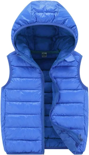 Toddler Baby Boys Girls Solid Color Light Puffer Down Vest Coat Sleeveless Hoodie Outside Winter Jacket for Teenagers