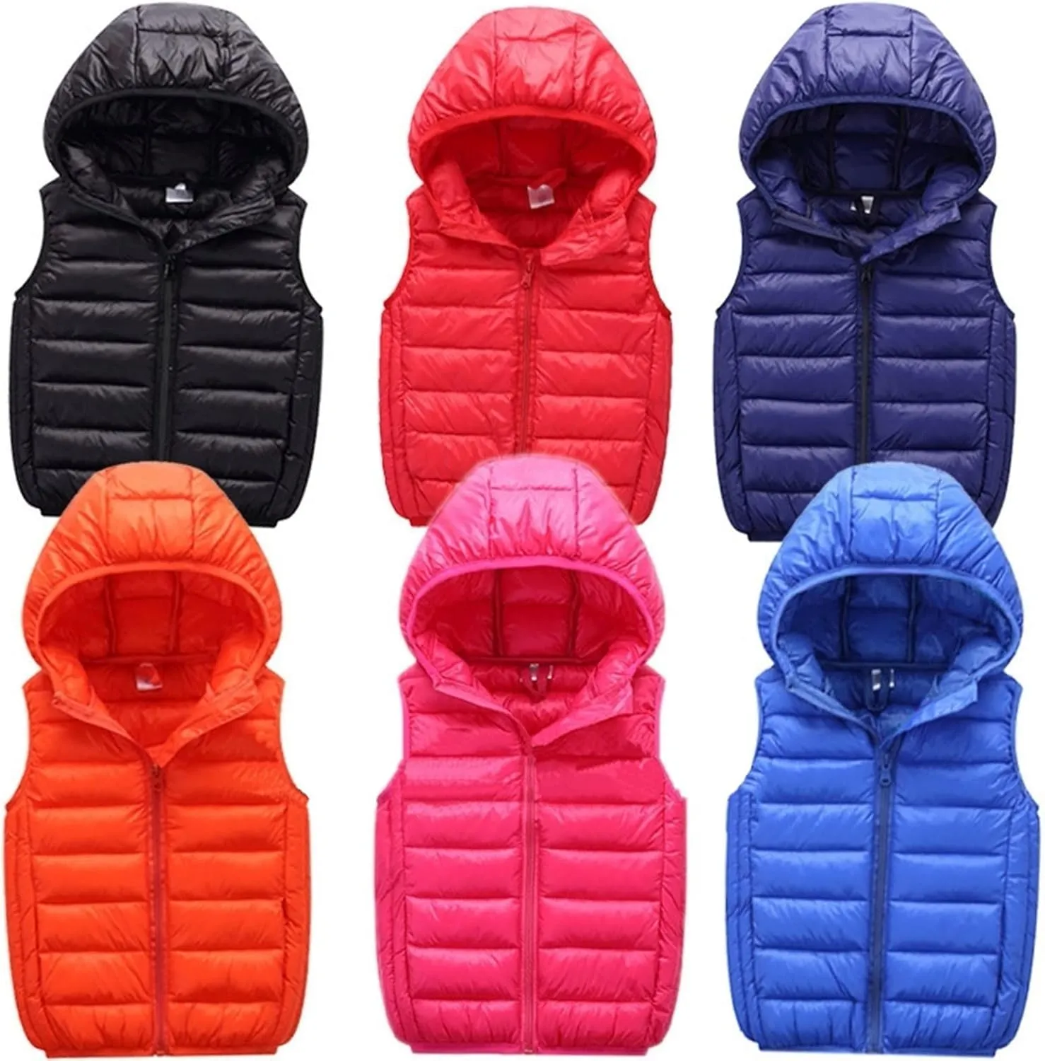 Toddler Baby Boys Girls Solid Color Light Puffer Down Vest Coat Sleeveless Hoodie Outside Winter Jacket for Teenagers