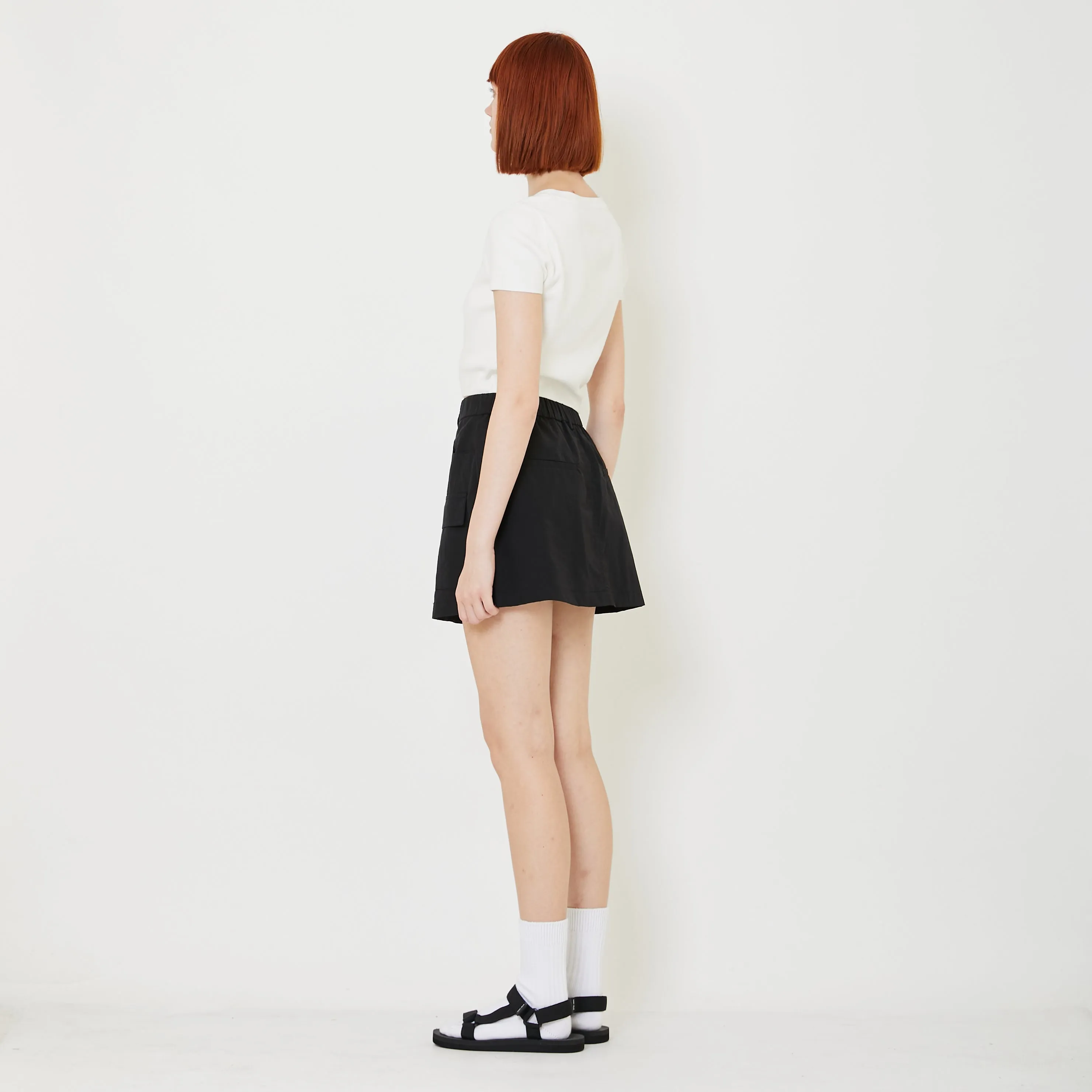 Women Nylon Cargo Skort - Black - SW2409136B
