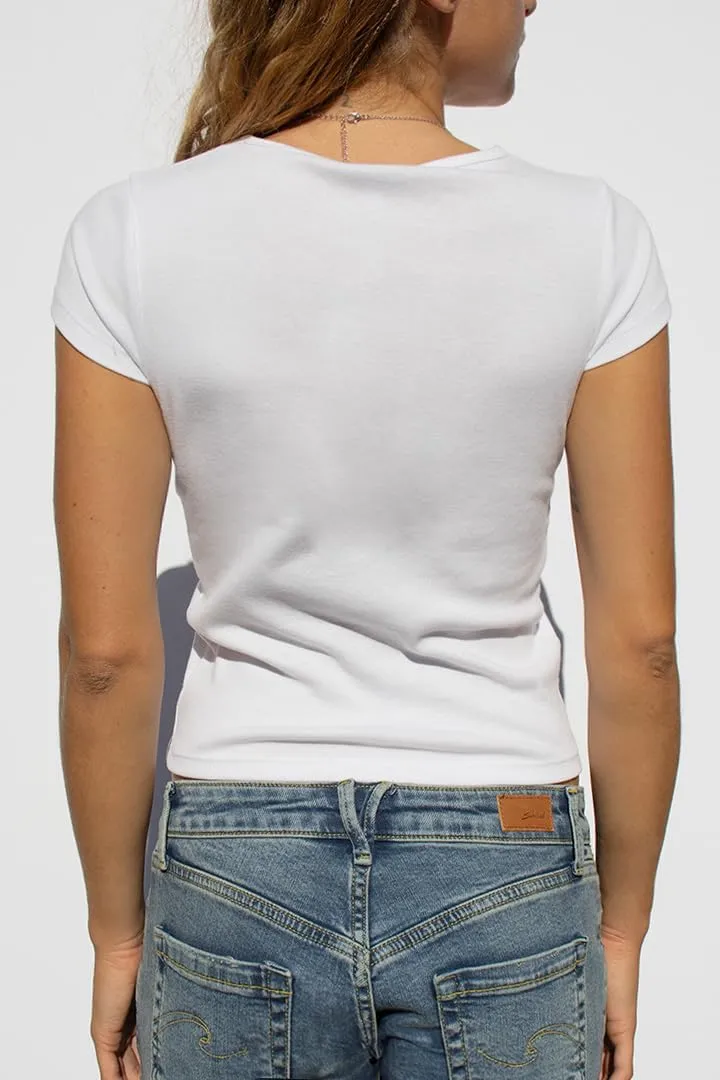 Women's Short Sleeve Y2K Baby Tees E-Girls Cute Graphic Print Crop Tops Slim Fit T Shirts Retro Vintage Aesthetic