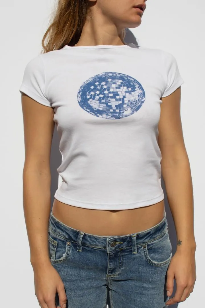 Women's Short Sleeve Y2K Baby Tees E-Girls Cute Graphic Print Crop Tops Slim Fit T Shirts Retro Vintage Aesthetic