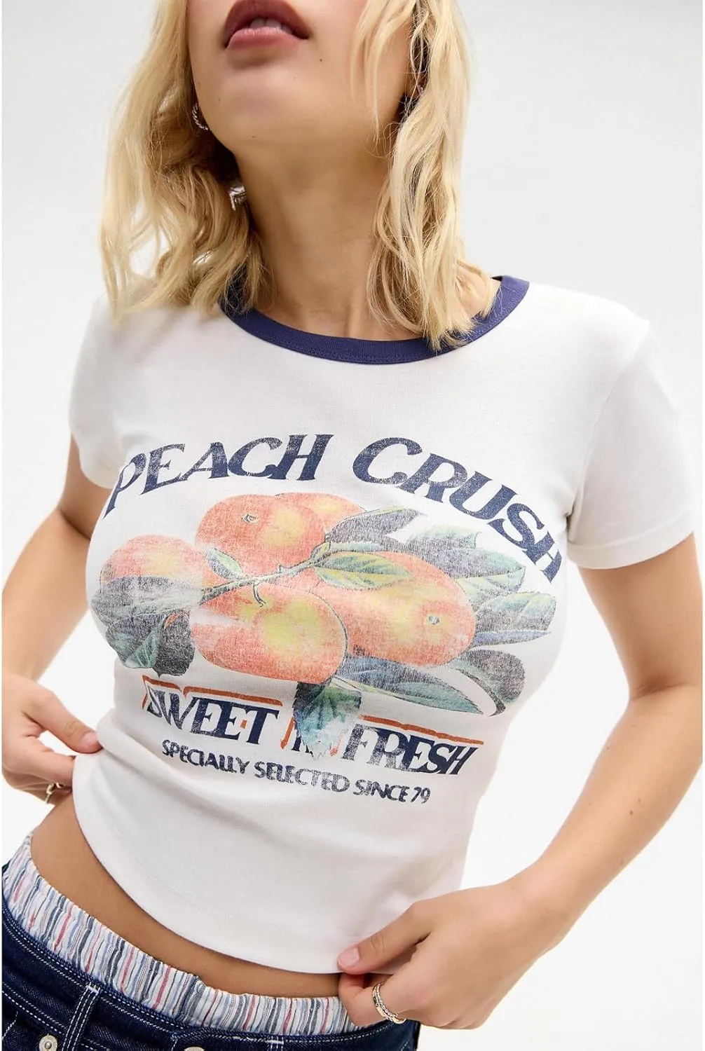 Women's Short Sleeve Y2K Baby Tees E-Girls Cute Graphic Print Crop Tops Slim Fit T Shirts Retro Vintage Aesthetic