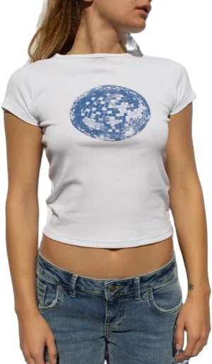 Women's Short Sleeve Y2K Baby Tees E-Girls Cute Graphic Print Crop Tops Slim Fit T Shirts Retro Vintage Aesthetic