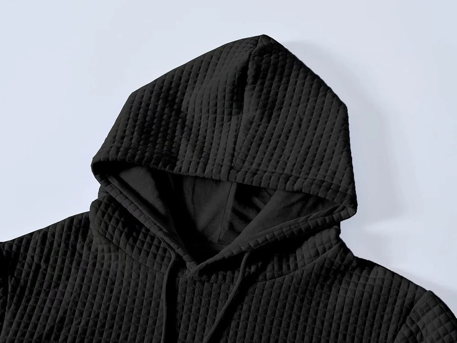 Yundobop Men's Pullover Hoodies Plaid Jacquard Long Sleeve Drawstring Hipster Casual Hooded Sweatshirts with Kanga Pockets