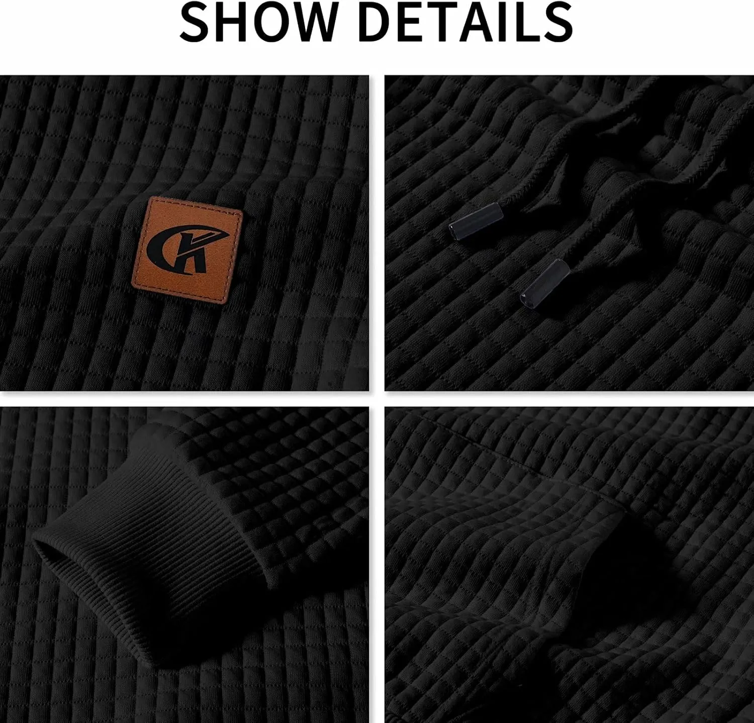 Yundobop Men's Pullover Hoodies Plaid Jacquard Long Sleeve Drawstring Hipster Casual Hooded Sweatshirts with Kanga Pockets